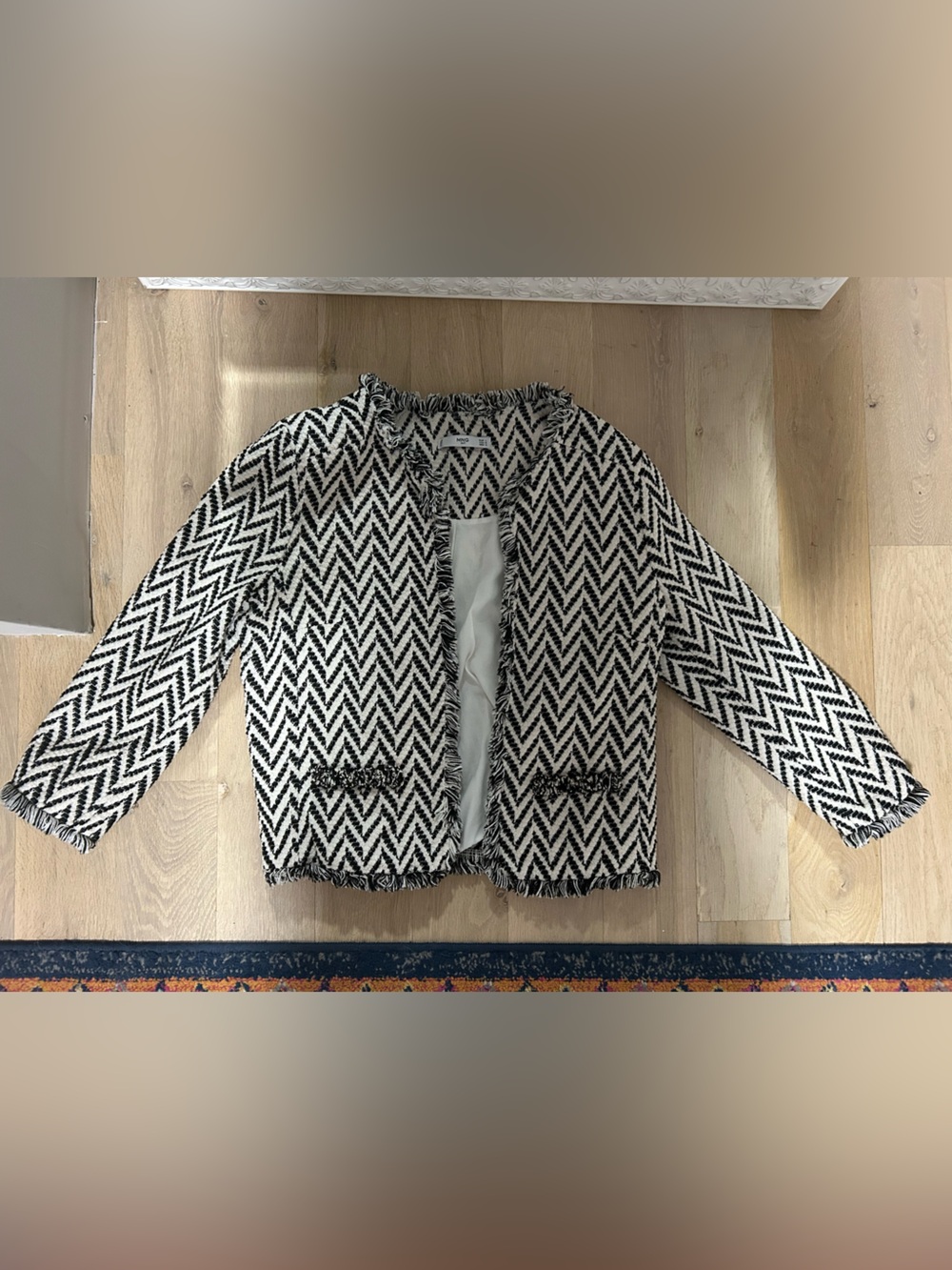 Black & White Chevron Tweed Jacket Blazer